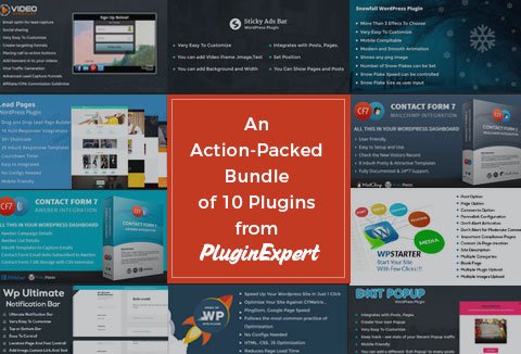 Grab this action-packed WordPress plugin bundle containing 10 plugins from PluginExpert.