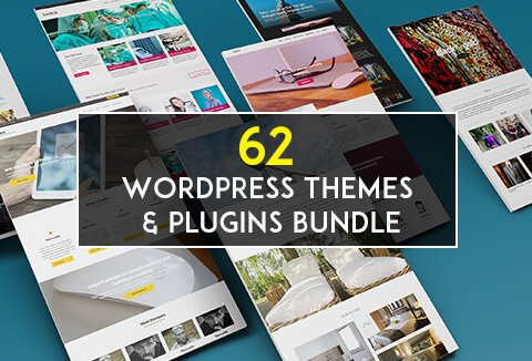 Grab this powerful bundle containing 62 WordPress responsive themes and feature-rich plugins.