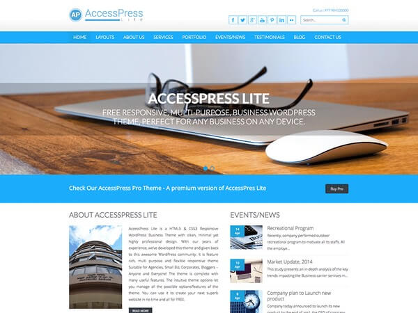 Free Responsive Themes - AccessPress Lite is a very powerful and free responsive theme.