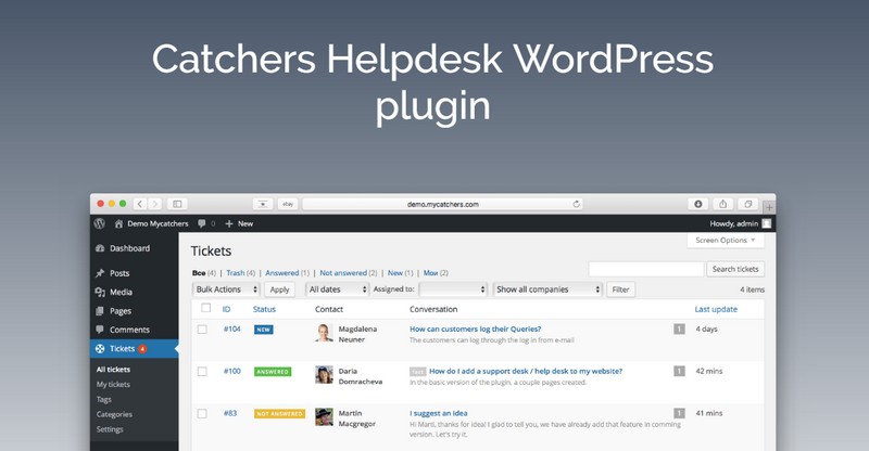 Catchers Helpdesk WordPress Plugin: Catch Your Client's Dreams