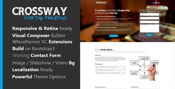 CrossWay is a clean and flexible WordPress theme for professional landing pages. 