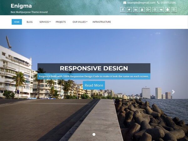 Enigma is a theme is fit for professionals, business, portfolio, and blogging from Weblizar.