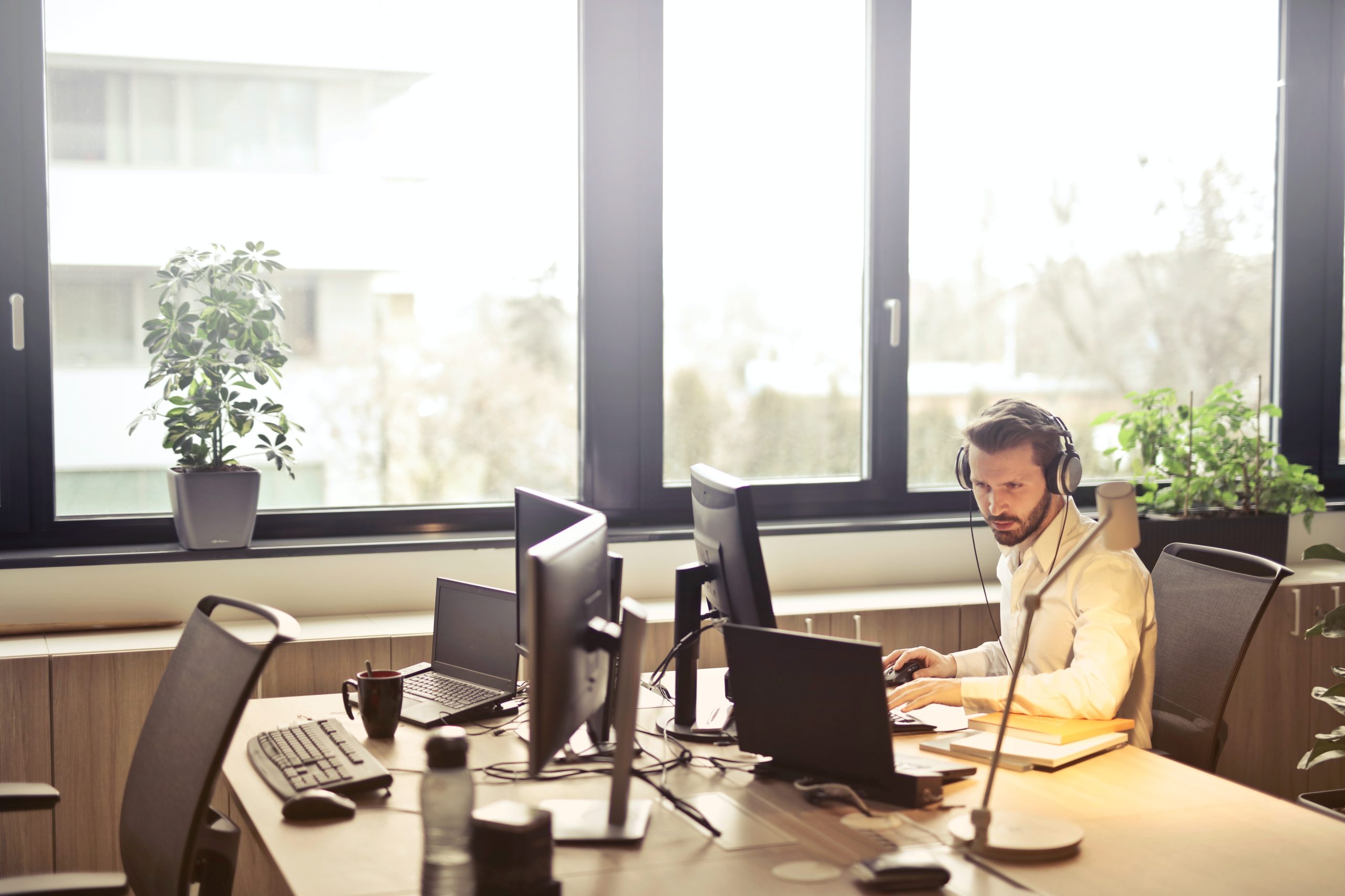 man working at the customer service