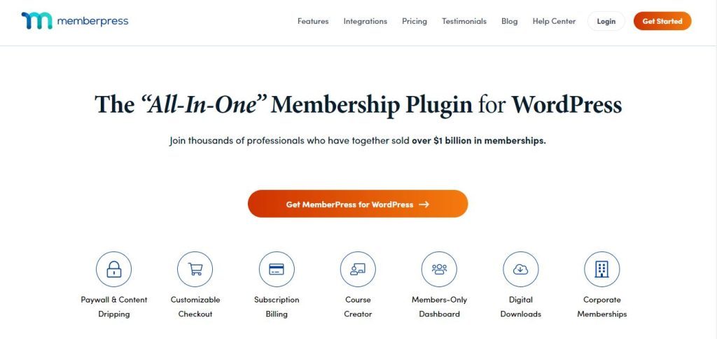 MemberPress landing page