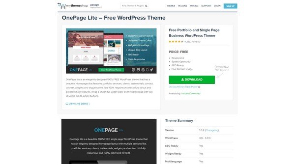 OnePage Lite from MyThemeShop.