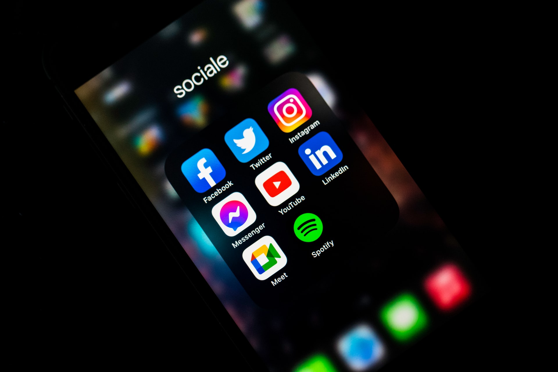 social media apps on phone screen