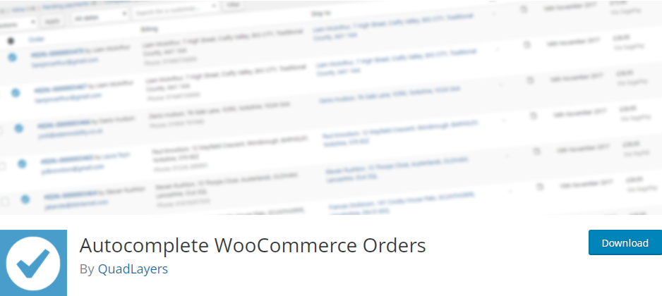 Autocomplete Woocommerce Orders