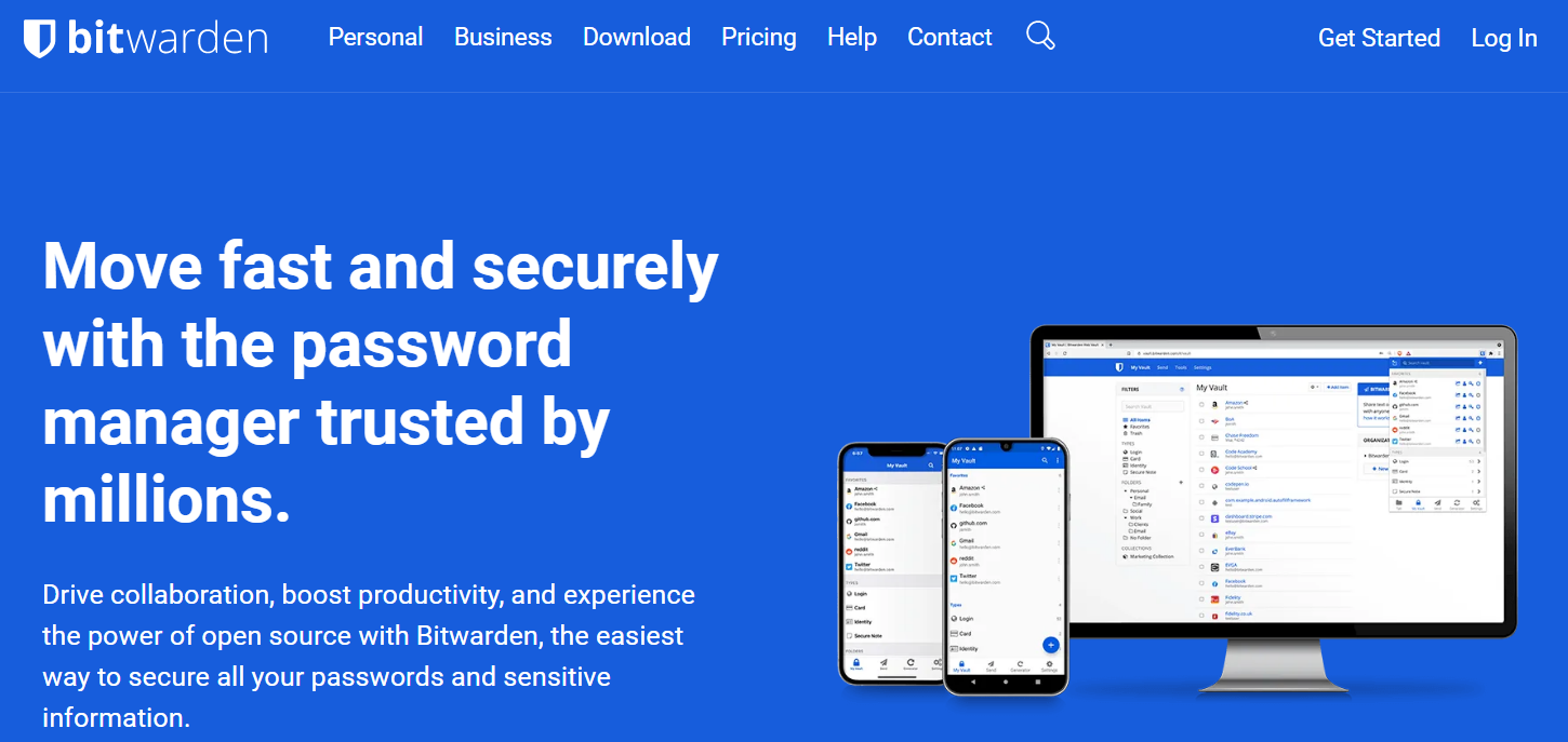 Bitwarden homepage