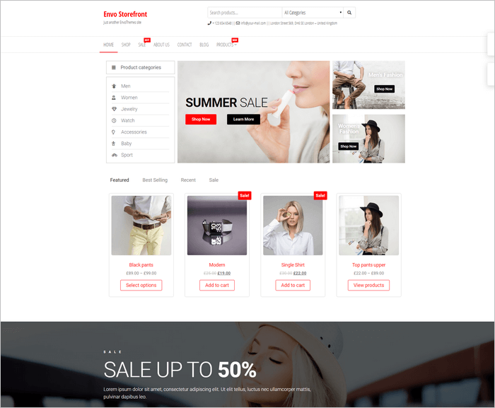 Envo Storefront is a free and fast WooCommerce WordPress theme from EnvoThemes.