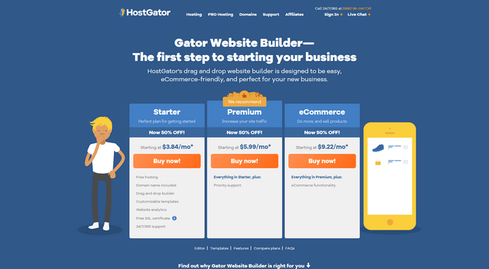 The website builder Gator is equipped with full hosting capabilities