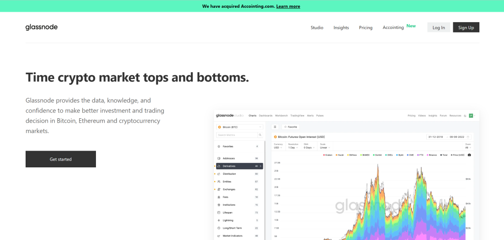 Glassnode landing page