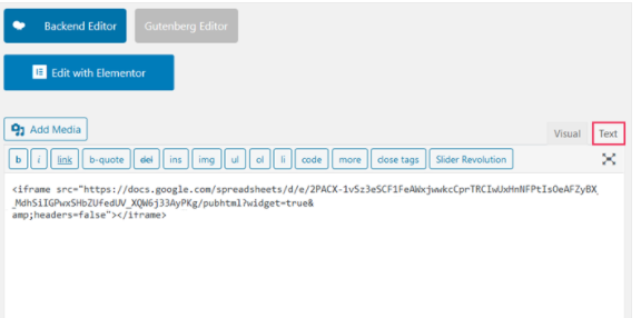 Google Sheets custom HTML block