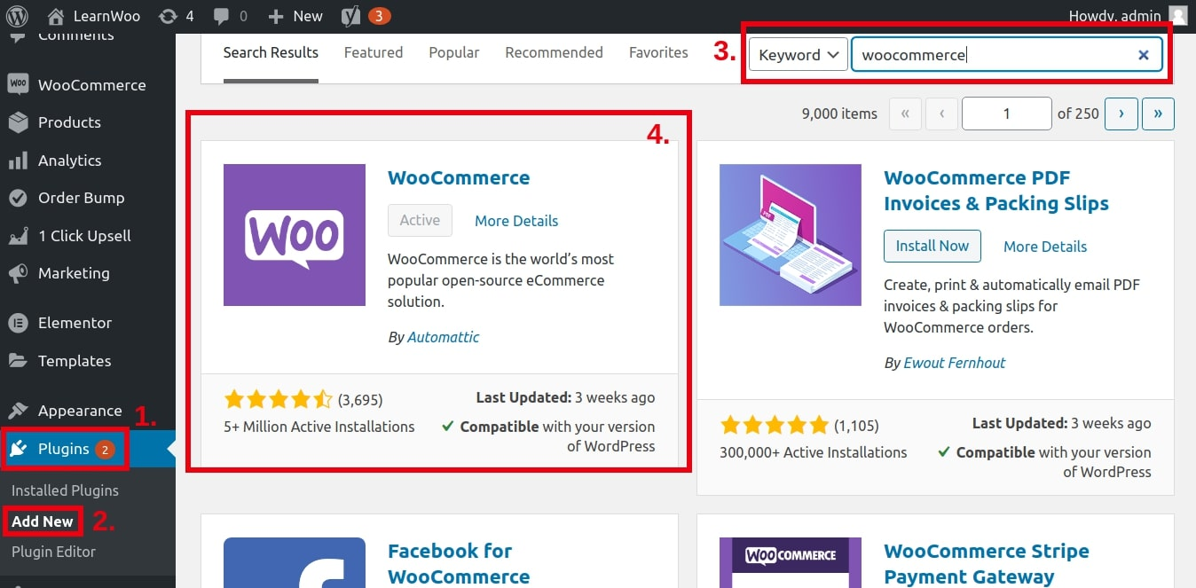 Installing WooCommerce to the WordPress