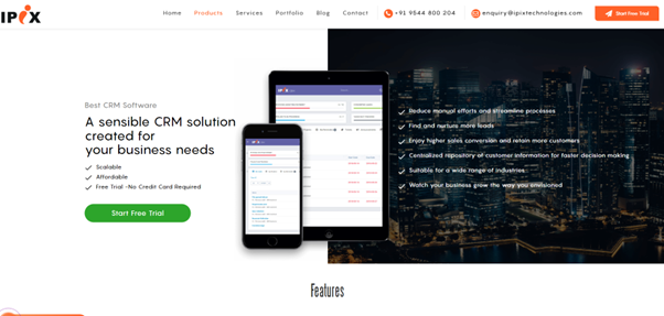 IPIX CRM landing page