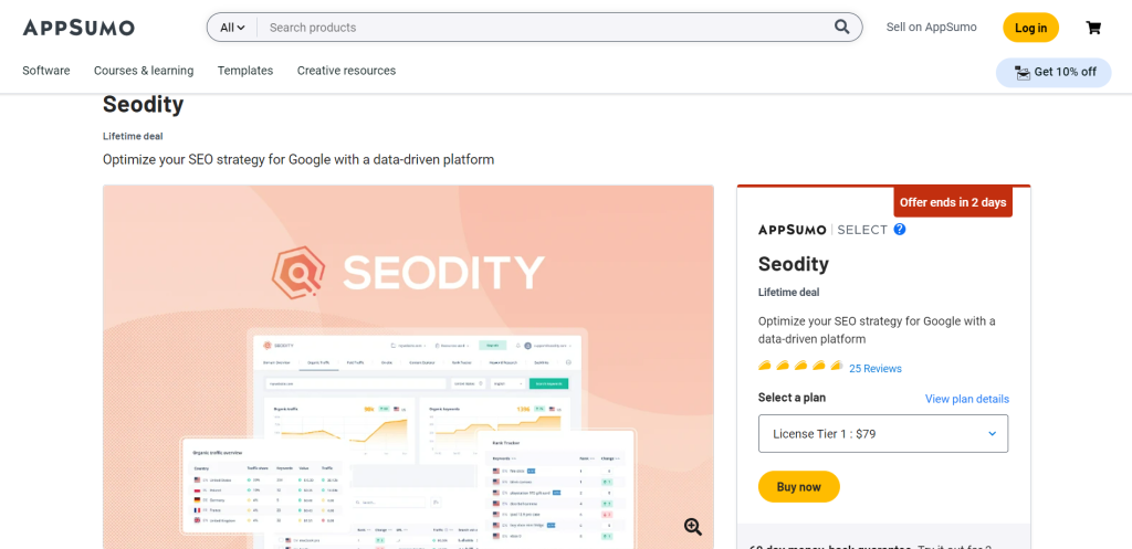 Seodity landing page