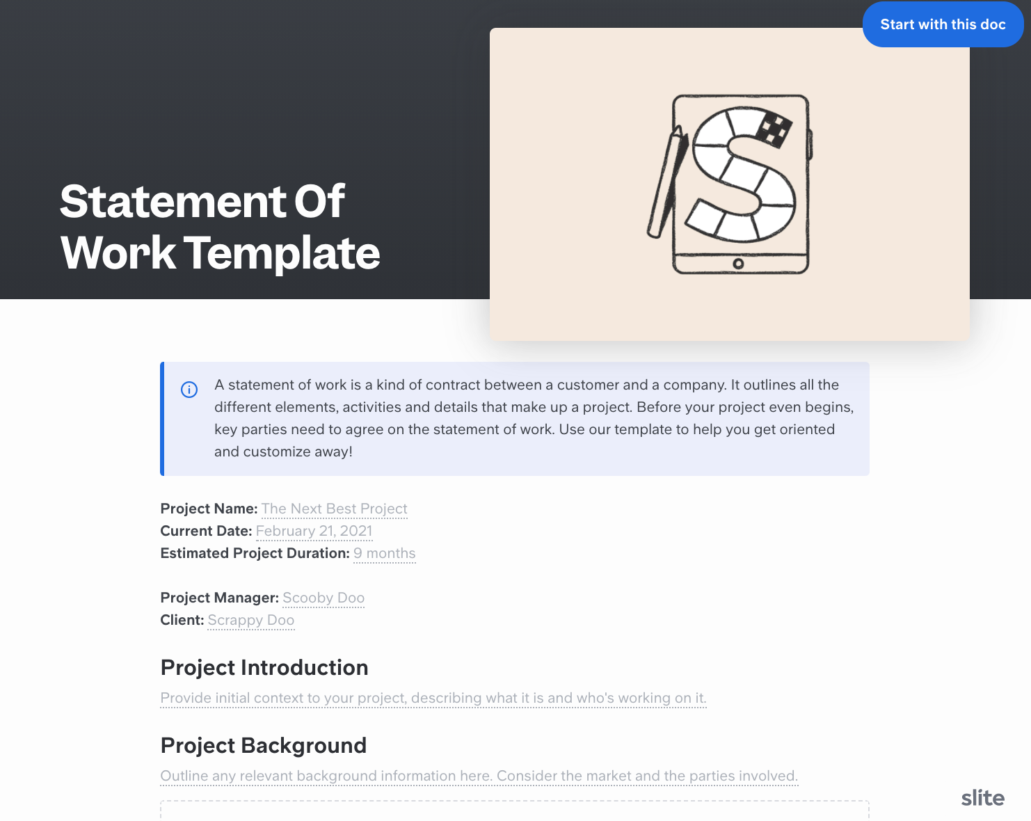 Slite statement of work template