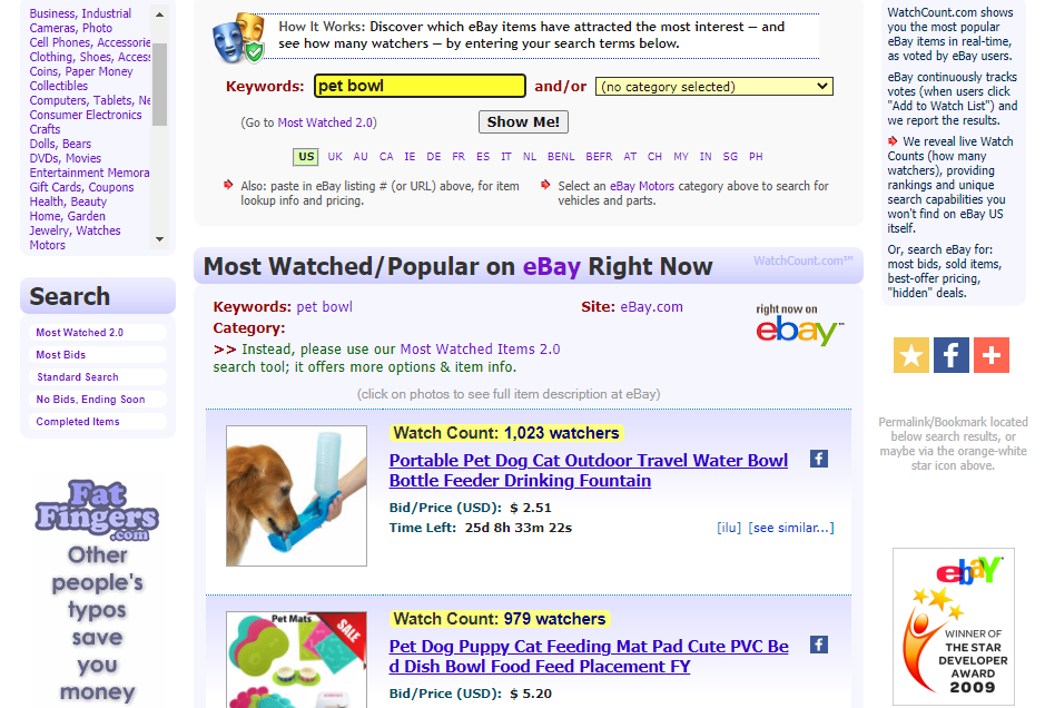 WatchCount homepage