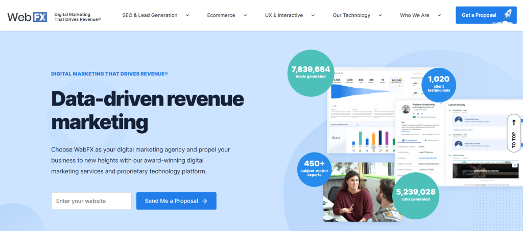 WebFX landing page