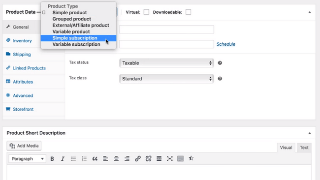 Select if you want to set up a Simple subscription or a Variable subscription.