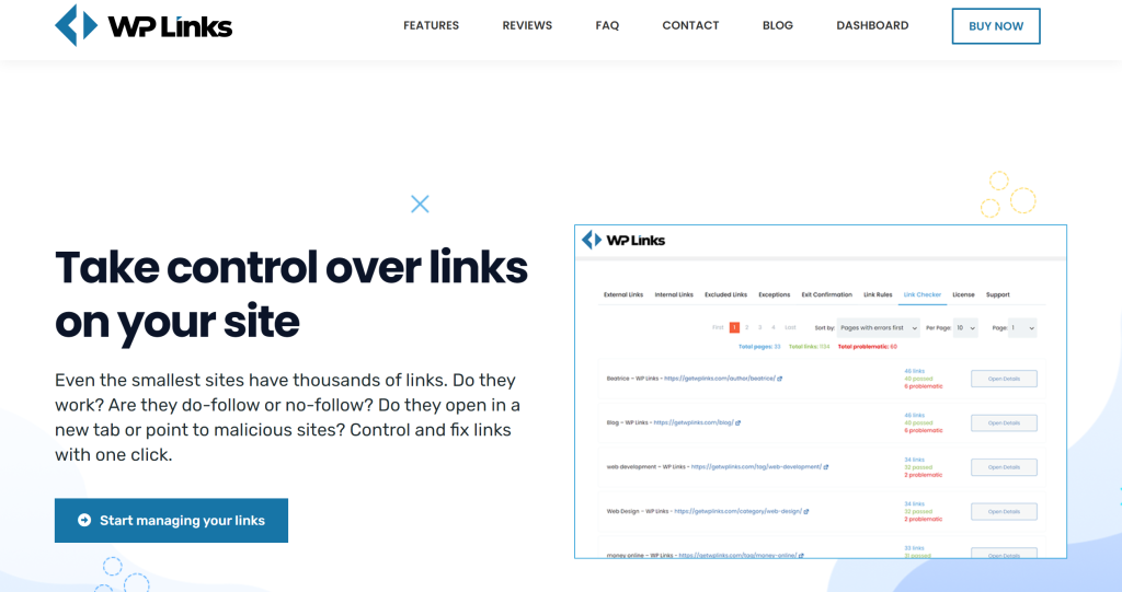 WP Links landing page