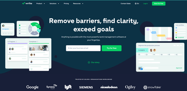 Wrike landing page